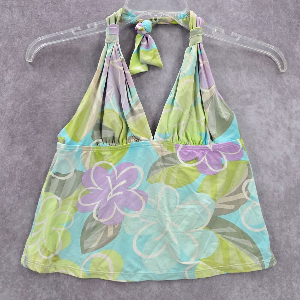 Anne Klein Green Floral Halter Swimwear Tankini Tank Top Medium M 8